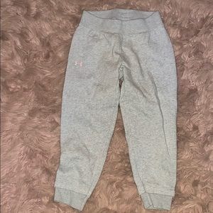 gray capris under armor sweats